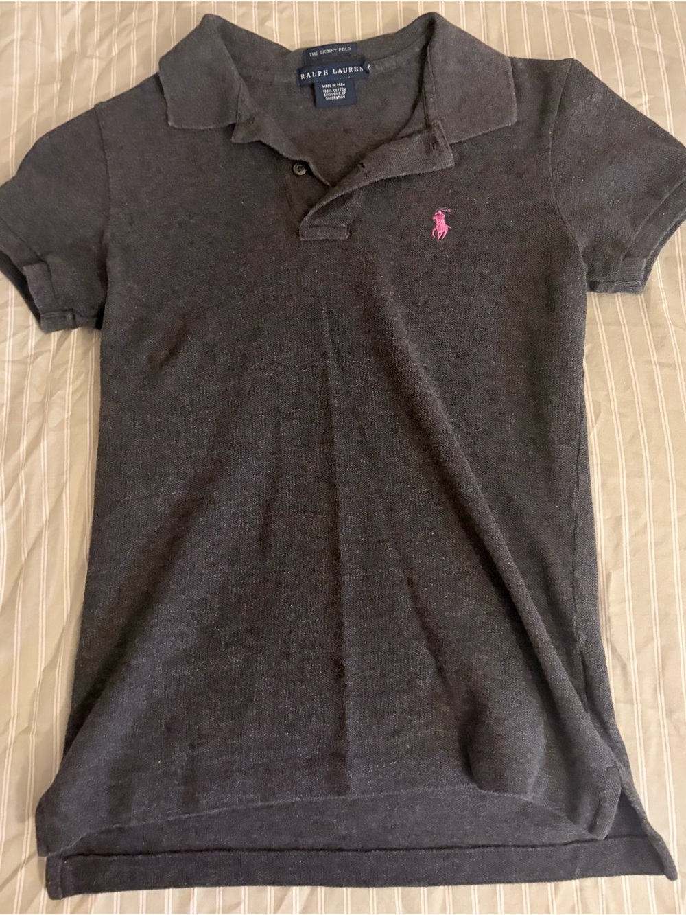 Ralph Lauren Charcoal Polo with Pink Pony